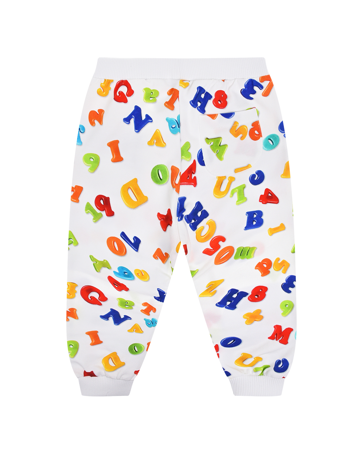 Белые спортивные брюки с принтом "Цифры и буквы" Moschino детские - фото 2