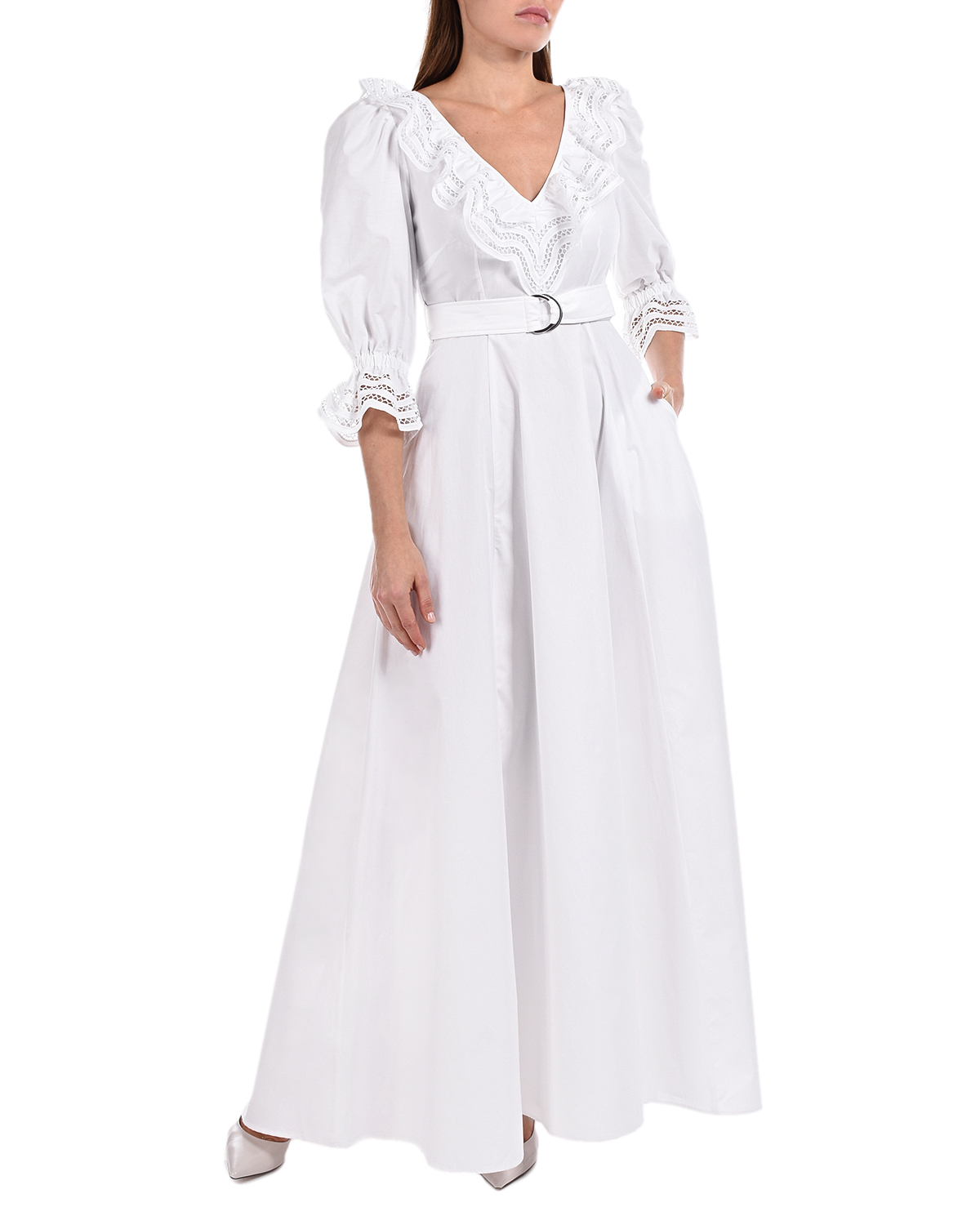 Белое платье с воланами Parosh, размер 38, цвет белый - фото 2