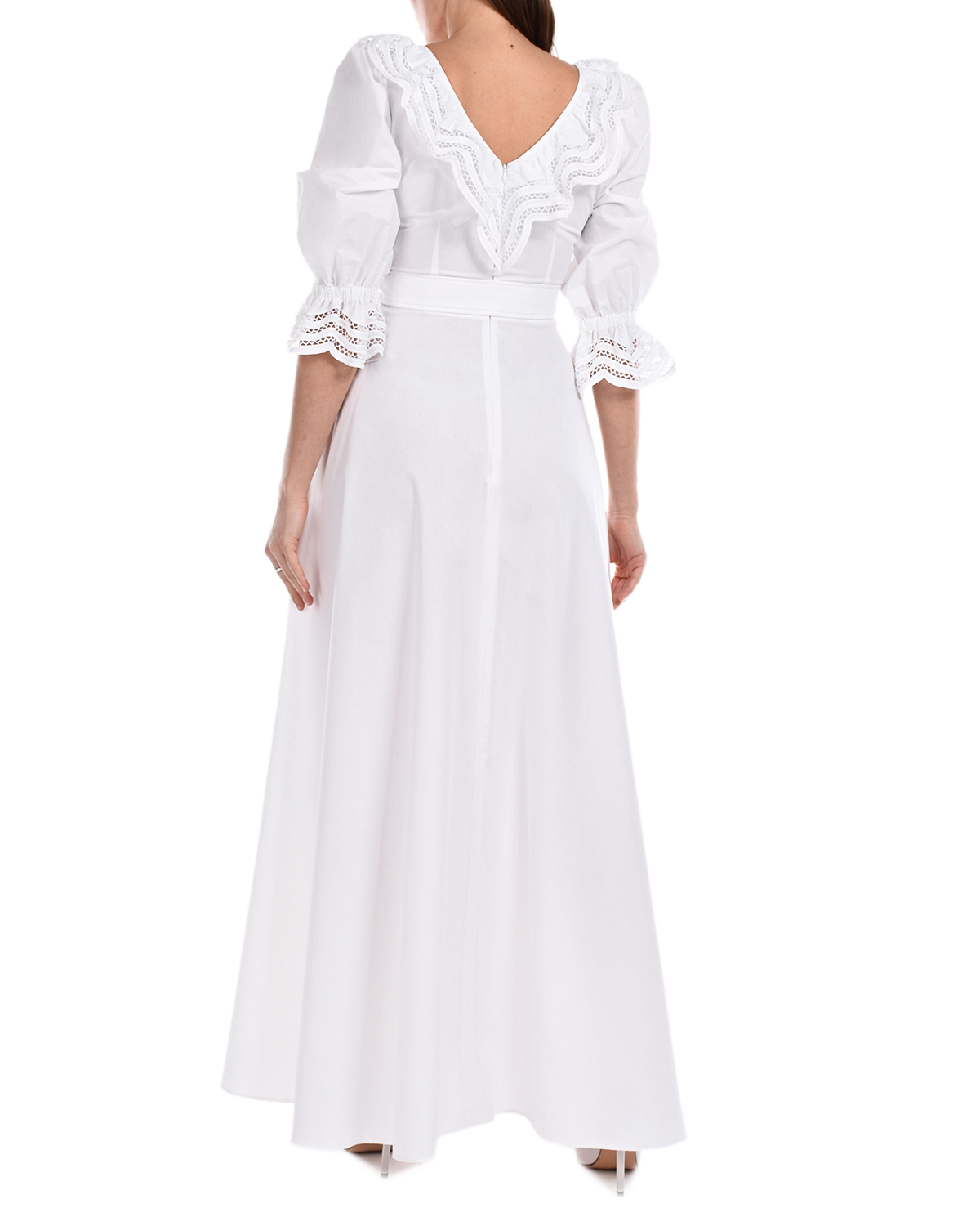 Белое платье с воланами Parosh, размер 38, цвет белый - фото 3