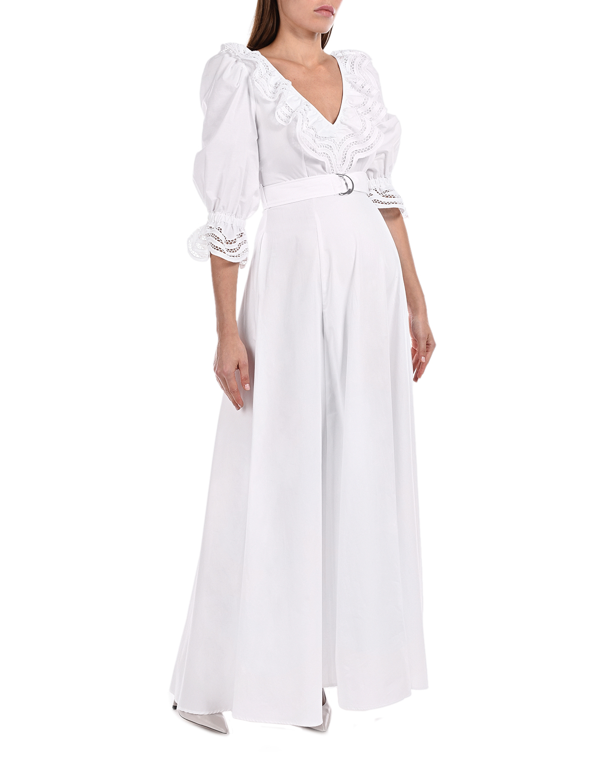 Белое платье с воланами Parosh, размер 38, цвет белый - фото 4