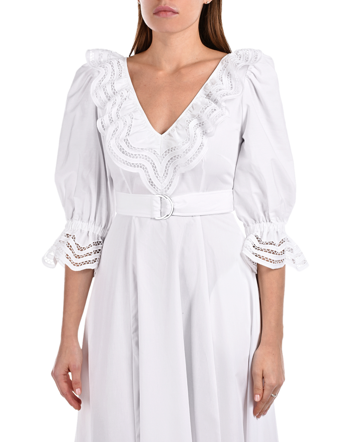 Белое платье с воланами Parosh, размер 38, цвет белый - фото 7