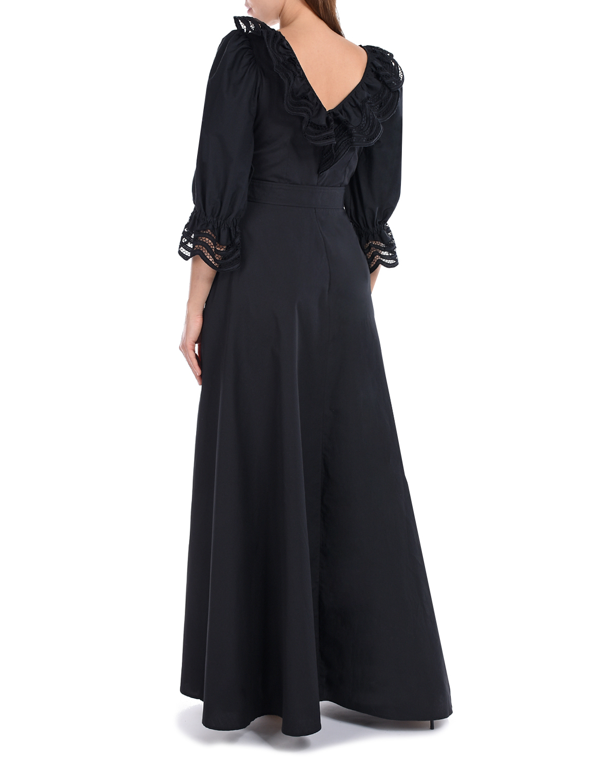 Черное платье с воланами Parosh, размер 38, цвет черный - фото 3