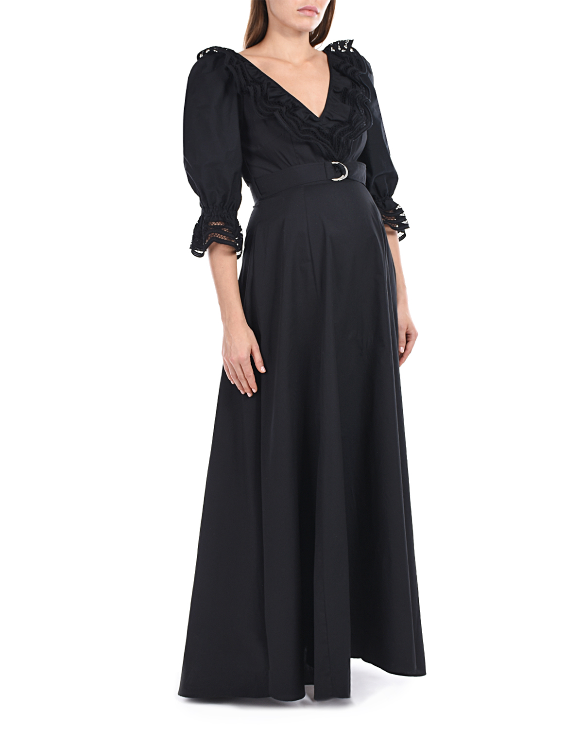 Черное платье с воланами Parosh, размер 38, цвет черный - фото 4