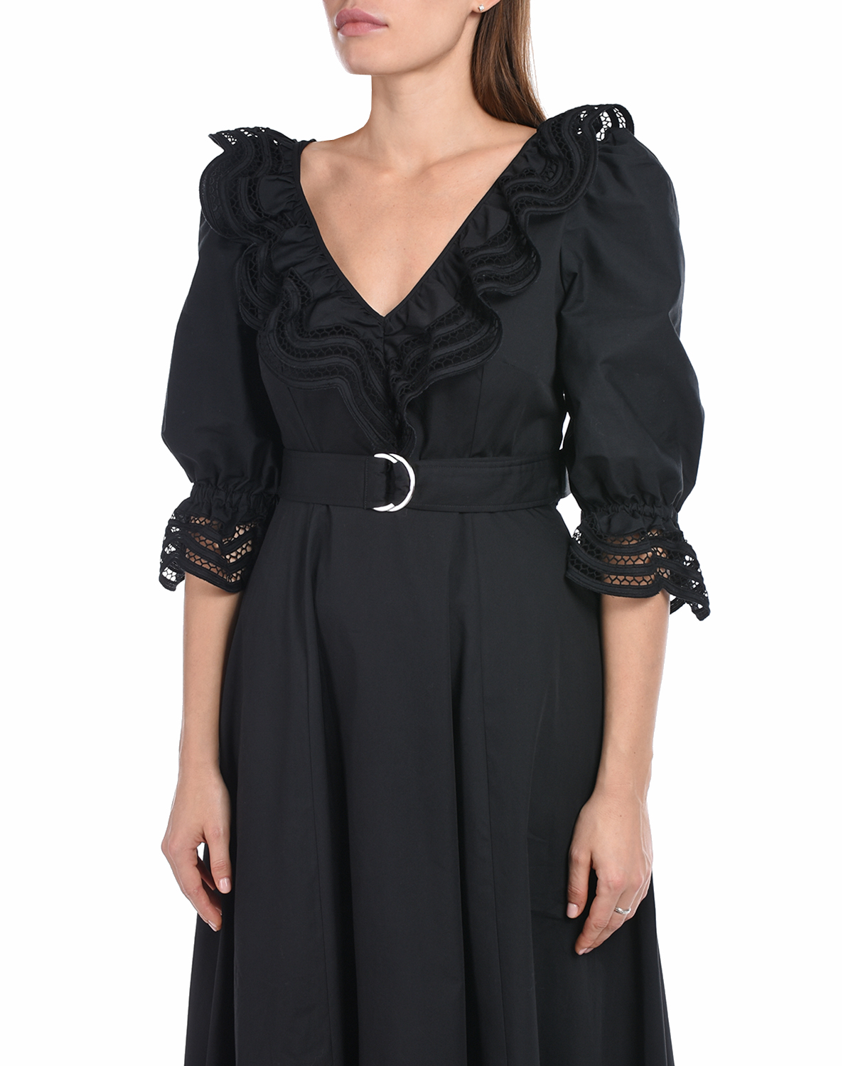 Черное платье с воланами Parosh, размер 38, цвет черный - фото 6