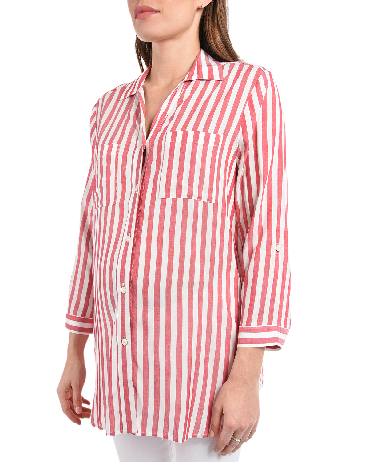 Рубашка для беременных с принтом в полоску Pietro Brunelli, размер 40, цвет мультиколор - фото 7
