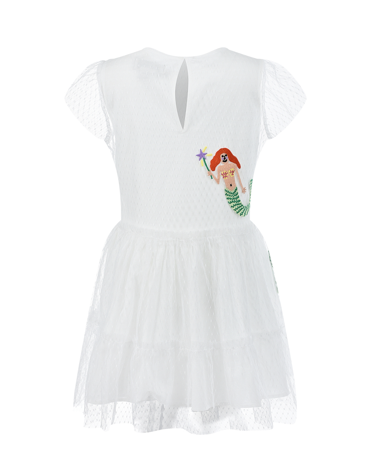 Белое платье с короткими рукавами и вышивкой "русалки" Stella McCartney детское - фото 2