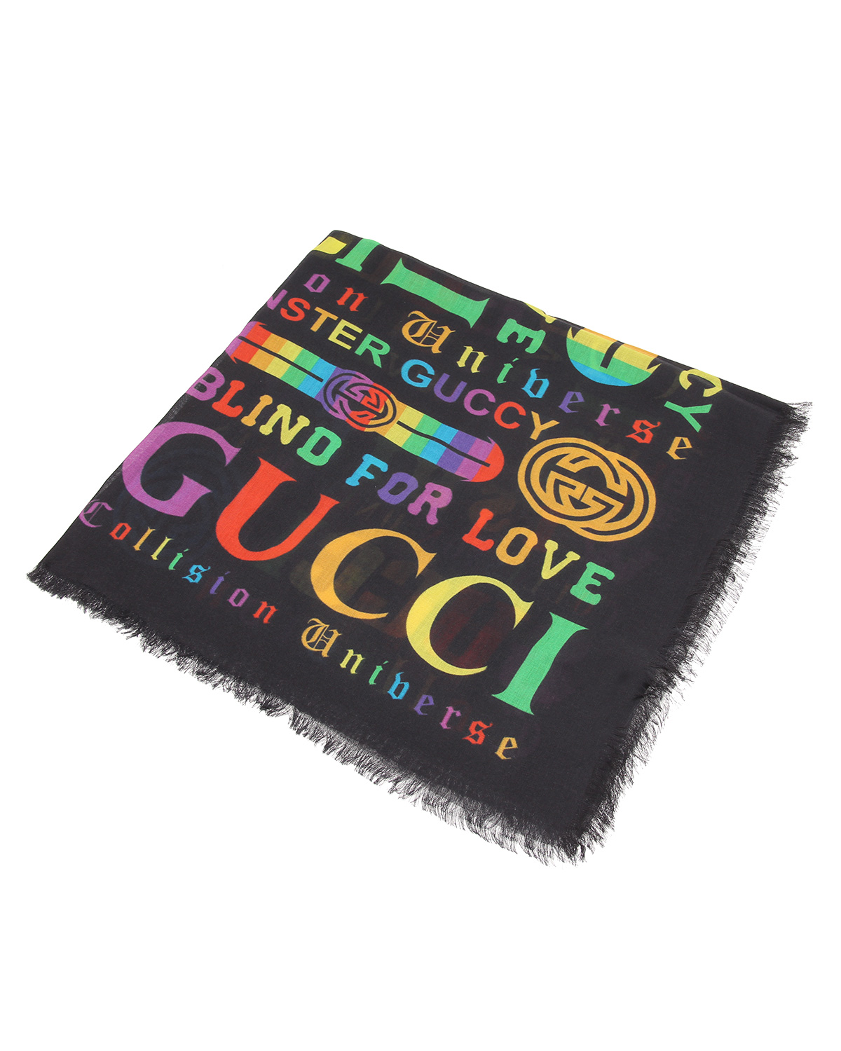 Платок с разноцветным принтом в виде надписей GUCCI детский