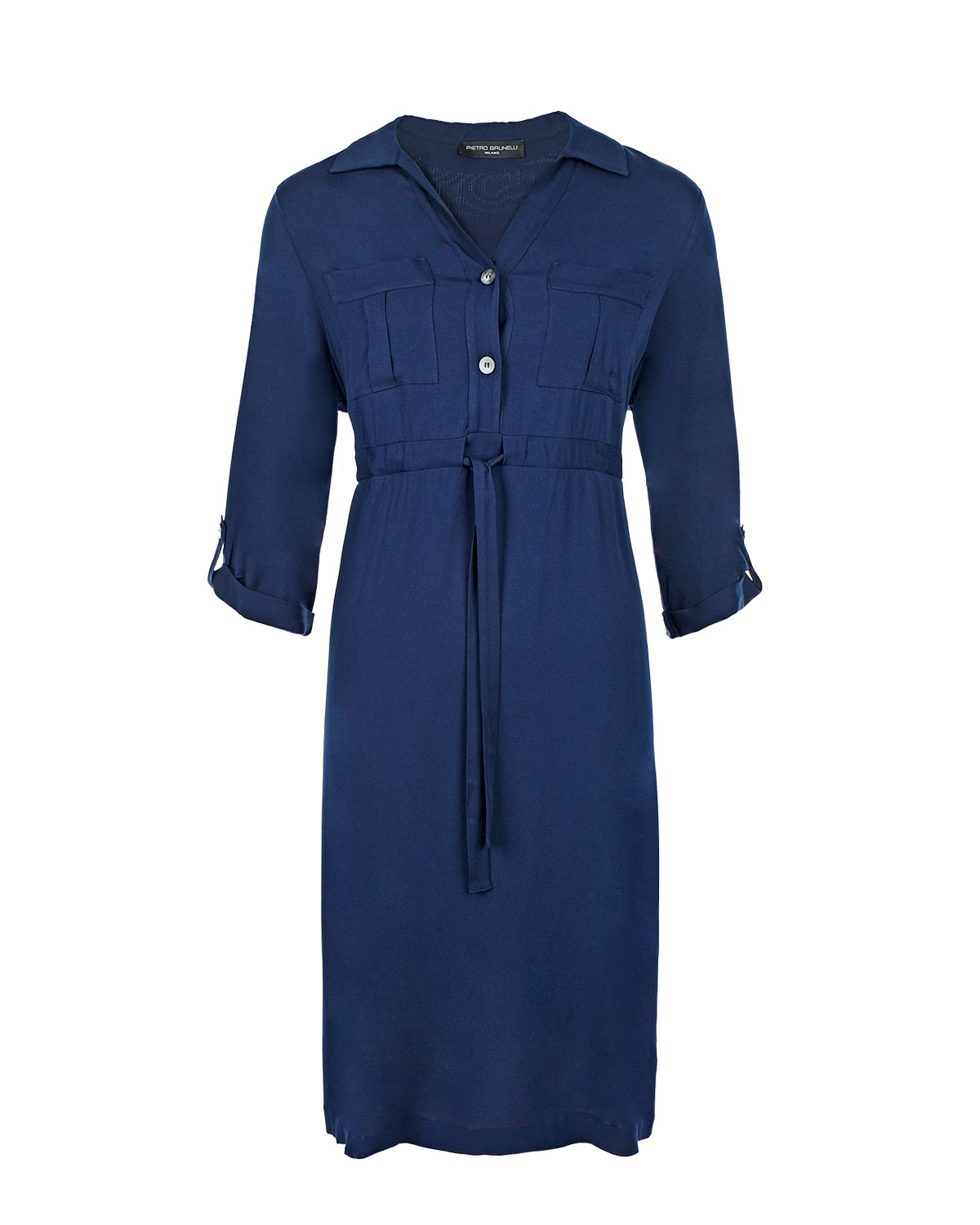 Синее платье с накладными карманами Pietro Brunelli, размер 42, цвет синий