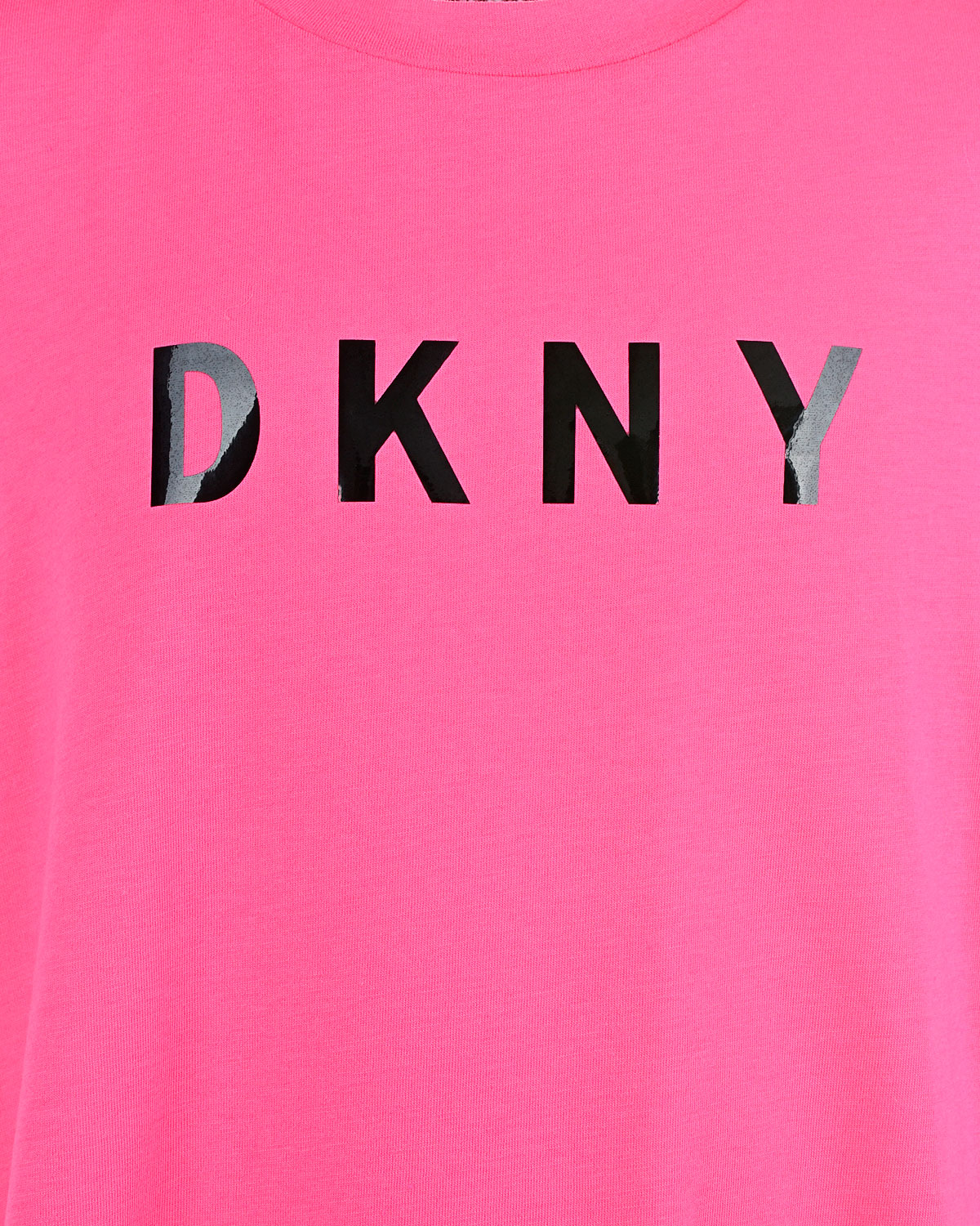Розовое платье свободного силуэта с принтом логотипа DKNY детское - фото 4