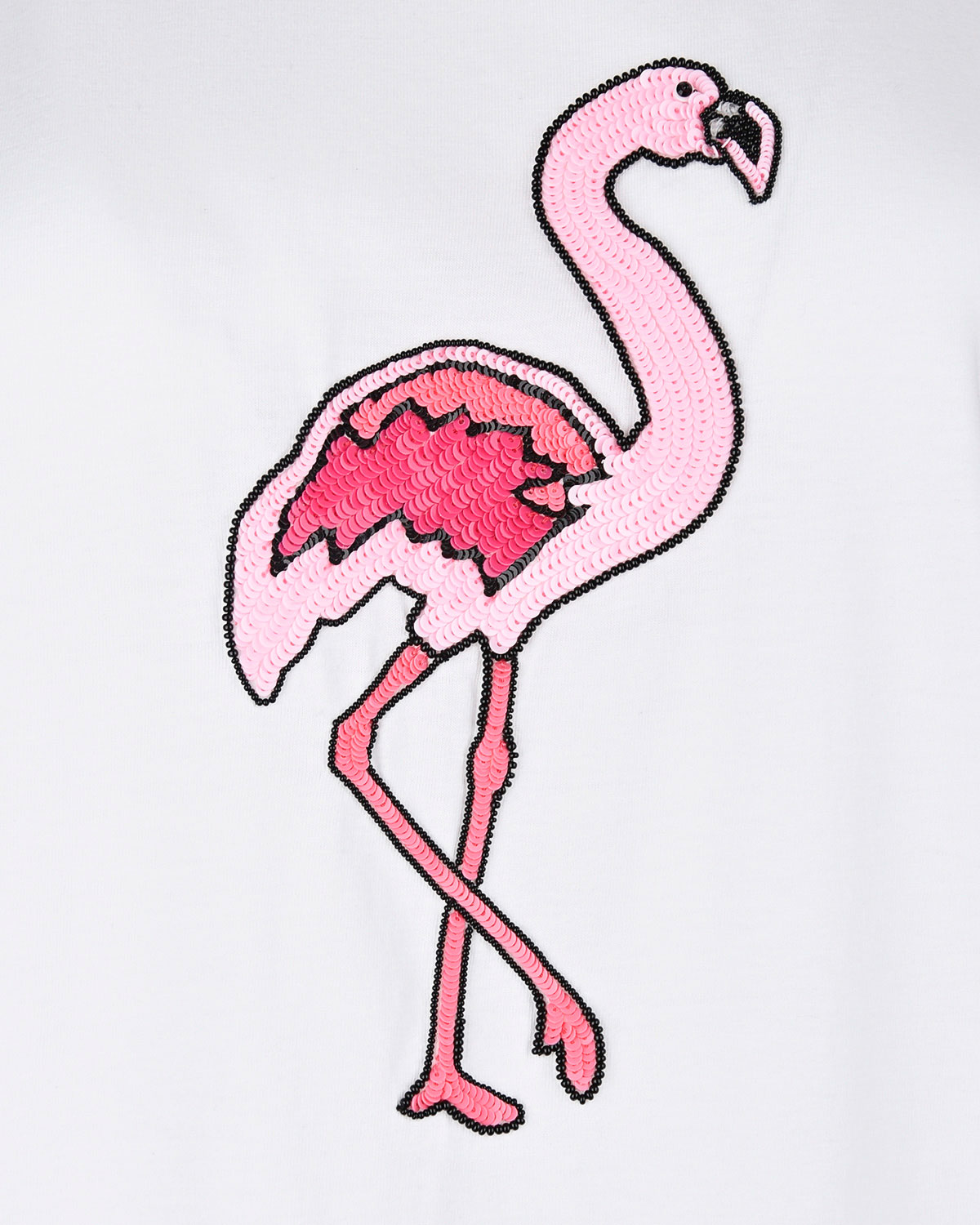 Фламинго из страз на футболку