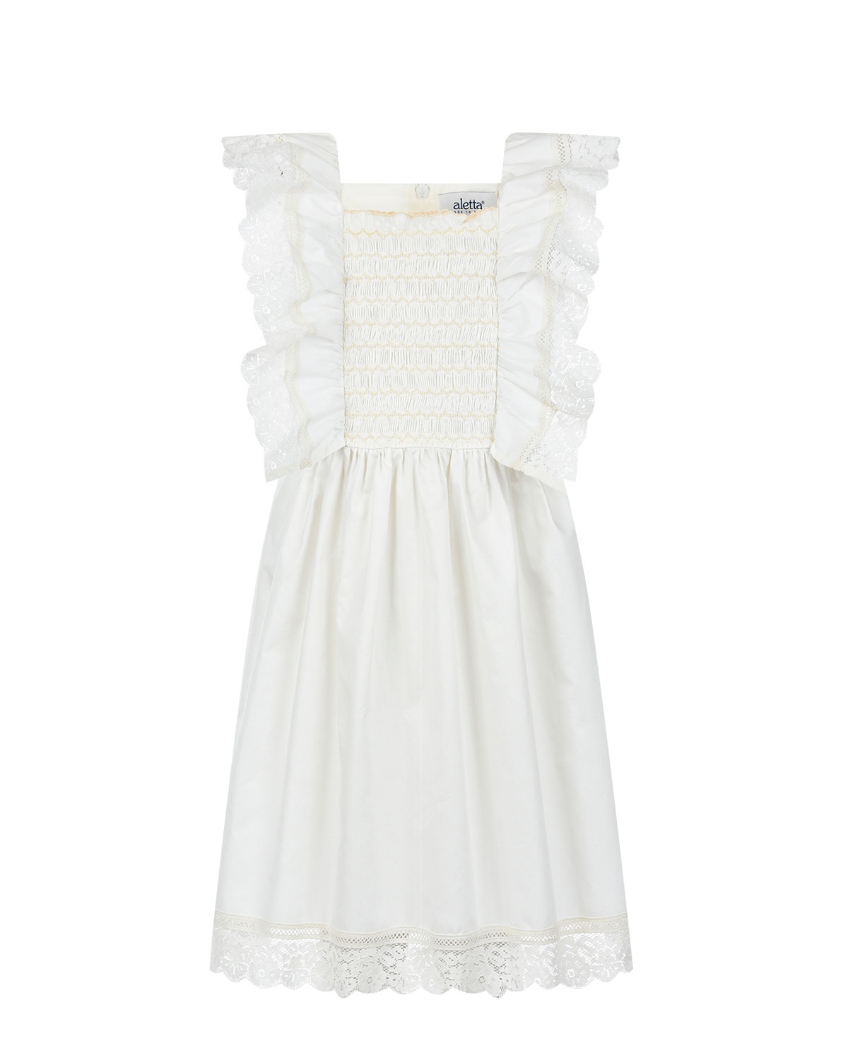 Белое платье из хлопка с отделкой кружевом Aletta детское - фото 1