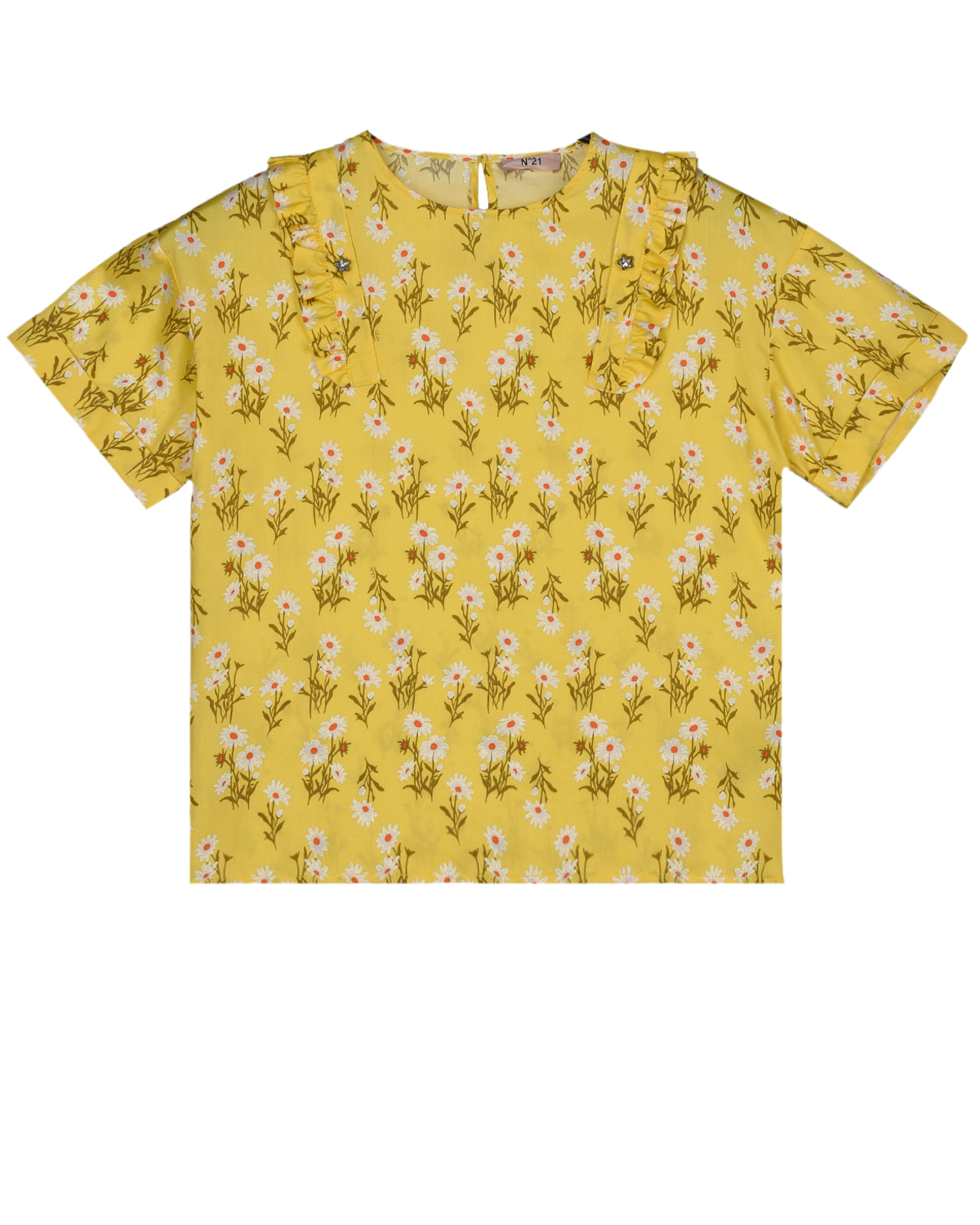 Желтый топ с цветочным принтом No. 21 детский