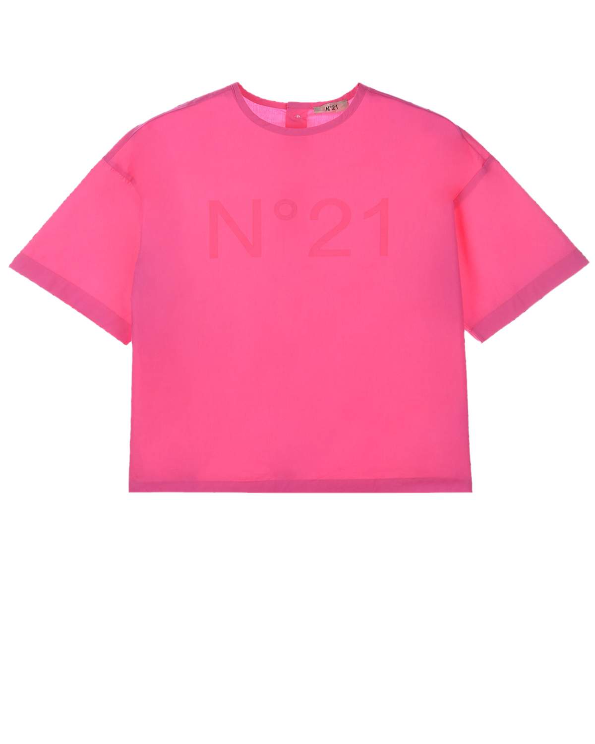 Розовая футболка на пуговицах No. 21 детская, размер 128, цвет розовый - фото 1