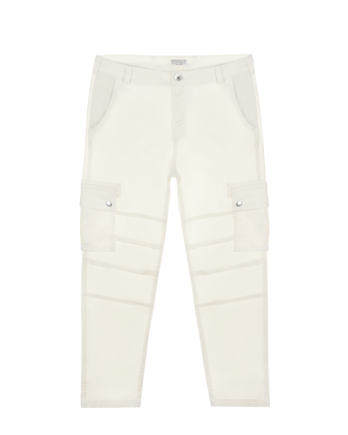 Белые брюки с накладными карманами Brunello Cucinelli детские, размер 140, цвет белый