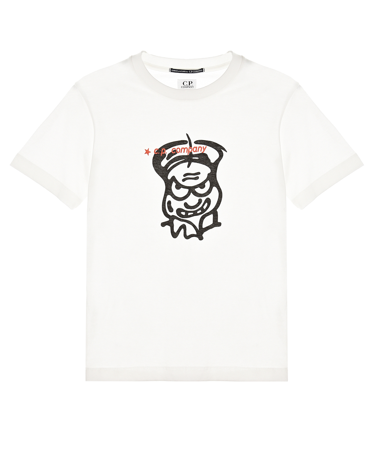 Белая футболка с фирменным принтом CP Company детская, размер 140, цвет белый - фото 1