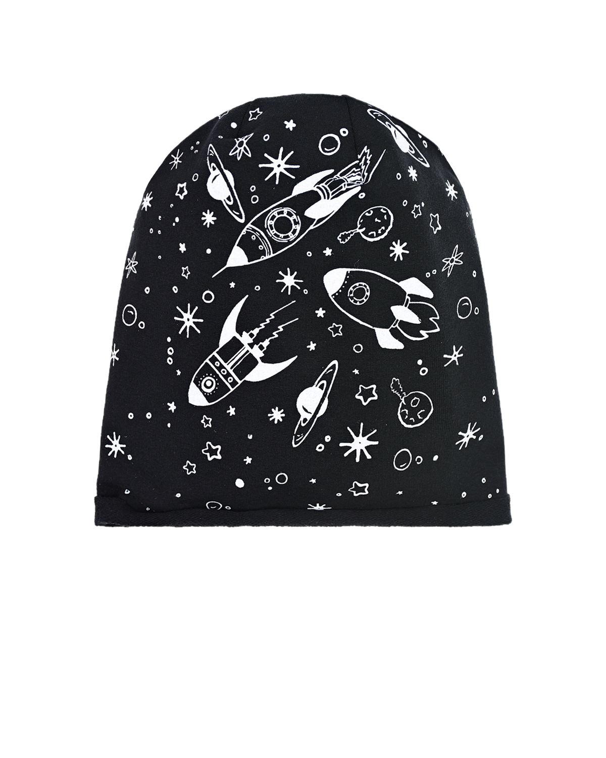 Черная шапка с принтом "Космос" Catya детская, размер 49, цвет черный - фото 1