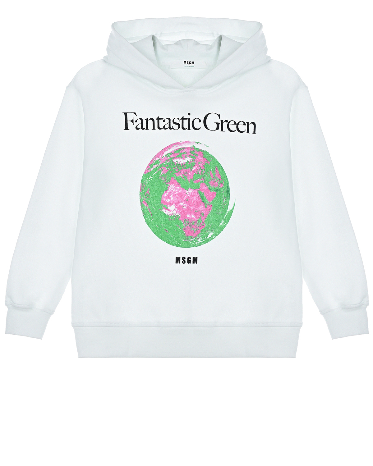 Белая толстовка-худи с принтом "Fantastic Green" MSGM детская, размер 116, цвет белый - фото 1