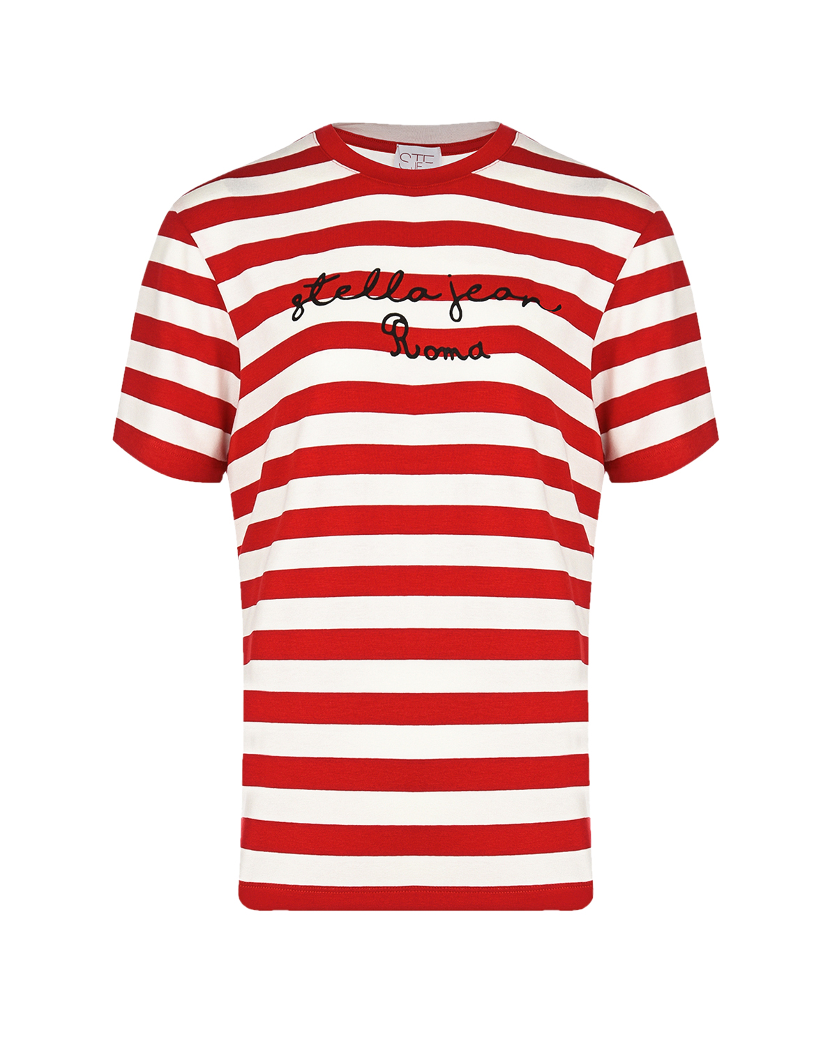 Футболка в красно-белую полоску Stella Jean, размер 40, цвет красный - фото 1