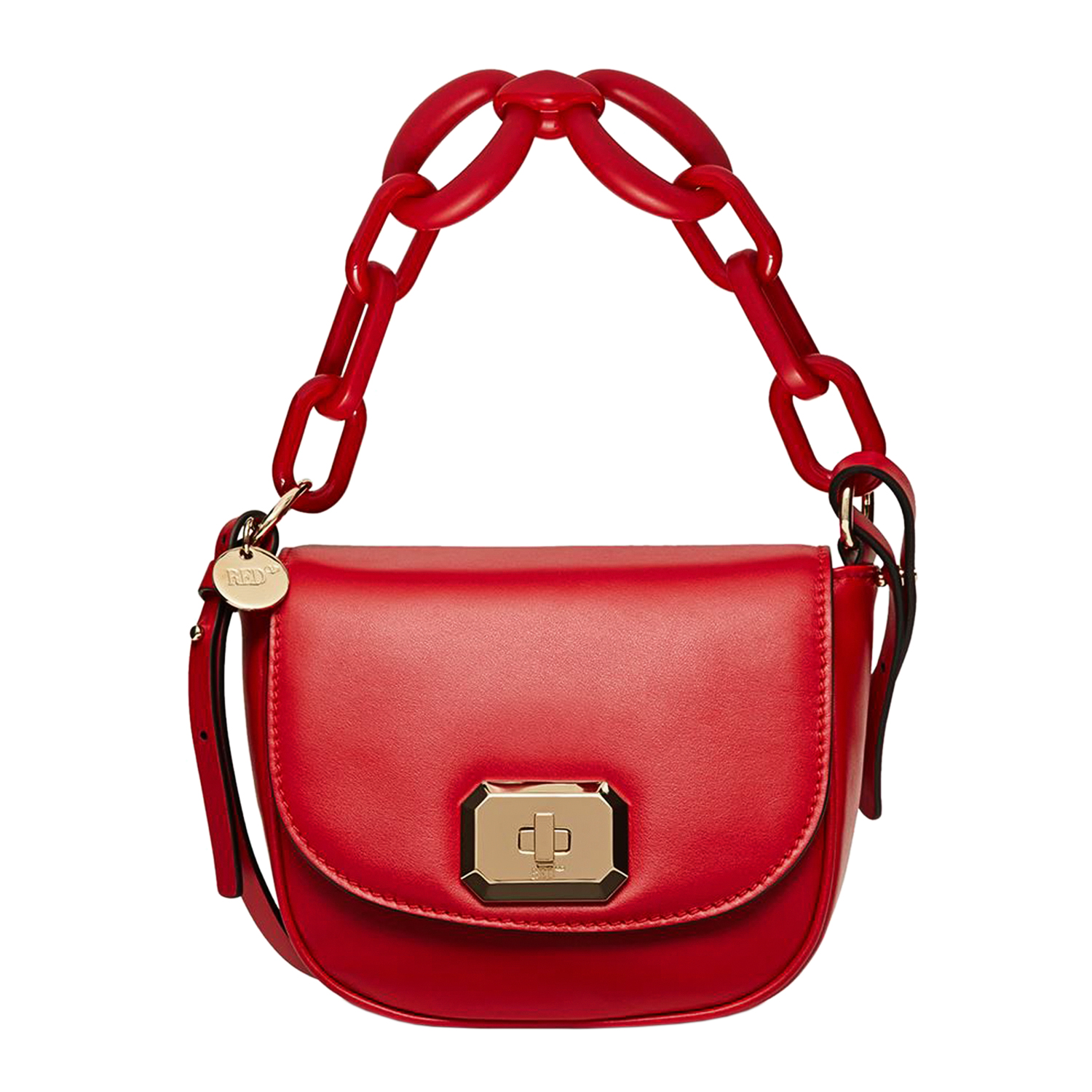 Красная кожаная сумка через плечо, 7х18х15 см Red Valentino, размер unica, цвет красный