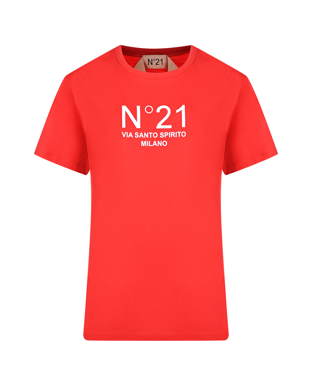 Красная базовая футболка с логотипом No. 21, размер 40, цвет красный - фото 1