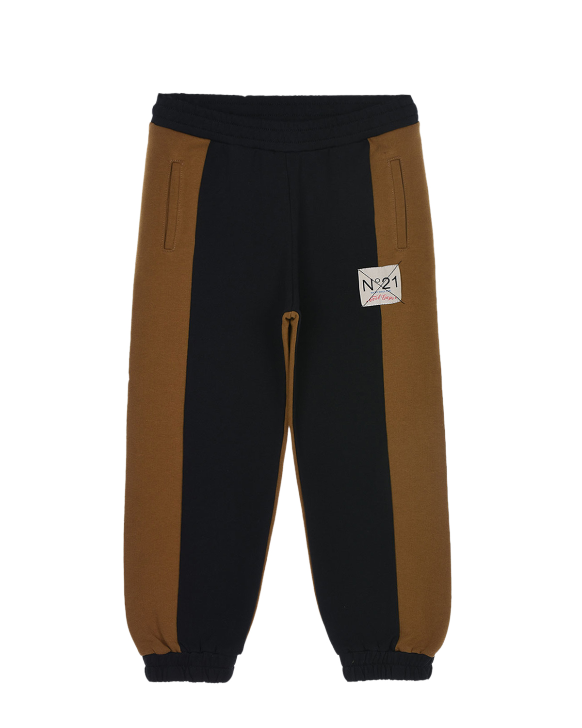 Спортивные брюки с коричневыми лампасами No. 21 детские, размер 128, цвет мультиколор - фото 1