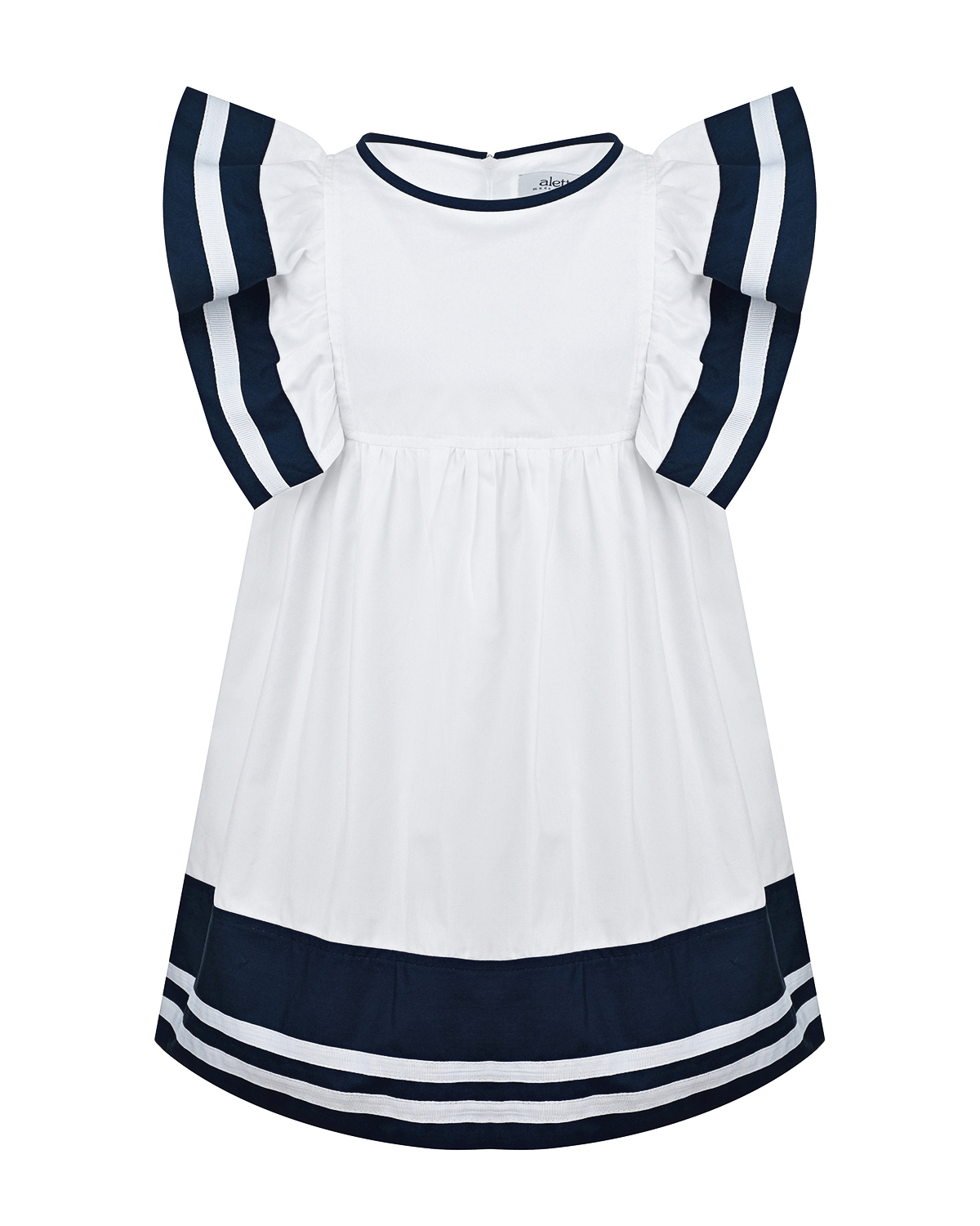 Белое платье с синим кантом Aletta детское, размер 104, цвет белый - фото 1