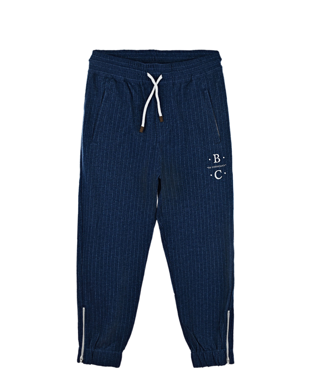 Синие спортивные брюки в полоску Brunello Cucinelli детские, размер 140, цвет синий - фото 1