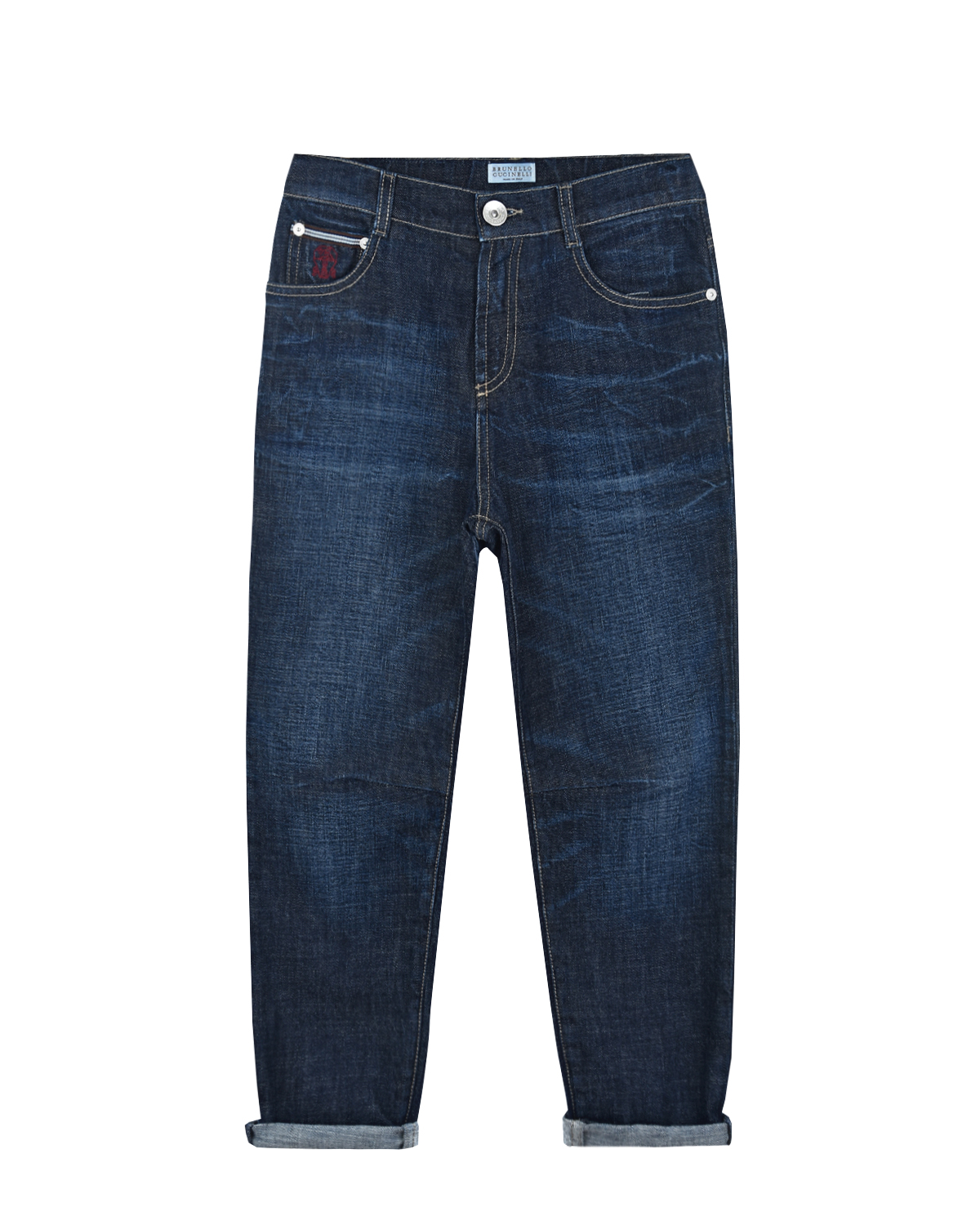 Синие широкие джинсы Brunello Cucinelli детские, размер 140, цвет синий