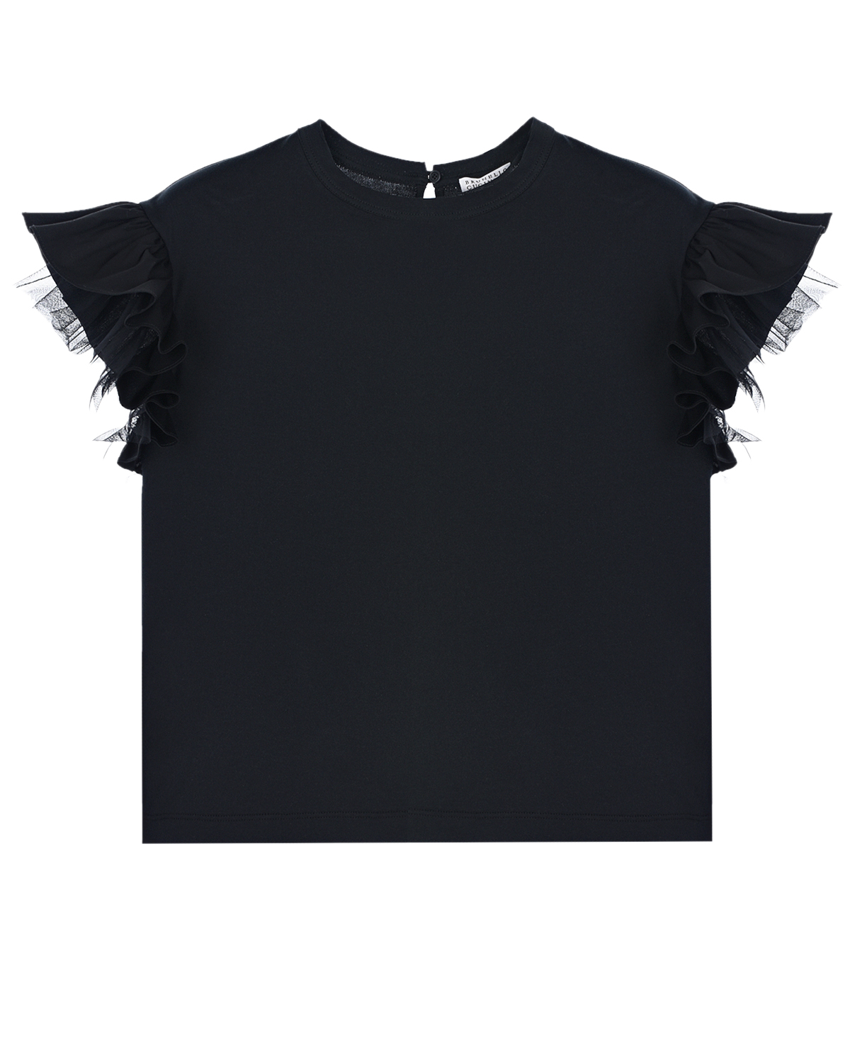 Черная футболка с рукавами-крылышками Brunello Cucinelli детская, размер 152, цвет черный - фото 1