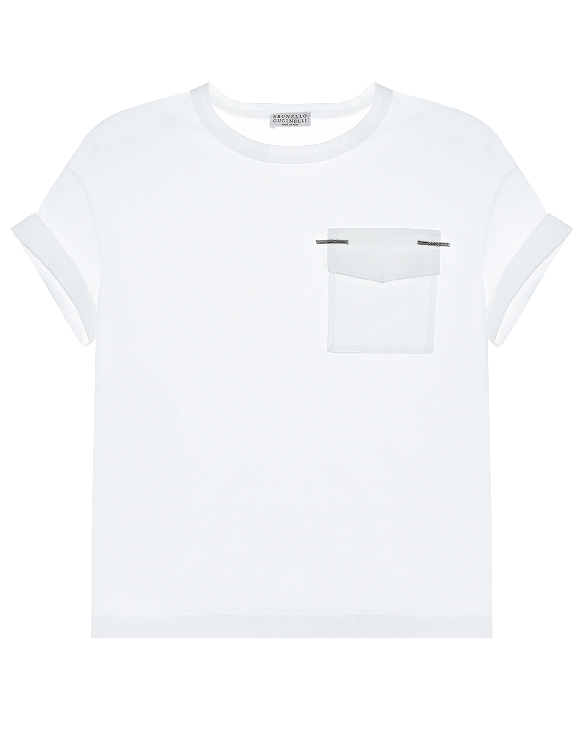 Белая футболка с накладным карманом Brunello Cucinelli детская, размер 140, цвет белый - фото 1