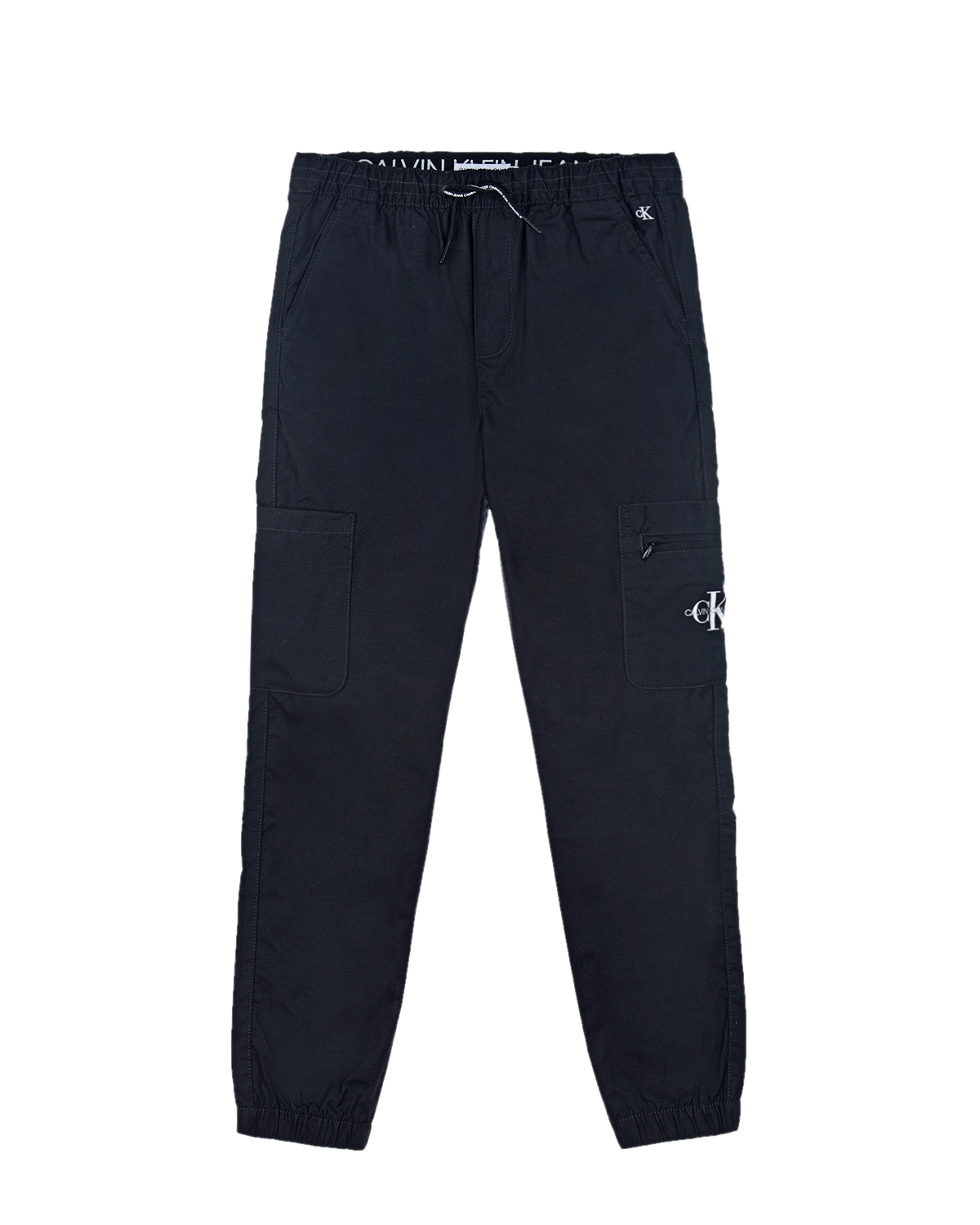 Темно-синие брюки с карманами-карго Calvin Klein детское, размер 140, цвет черный