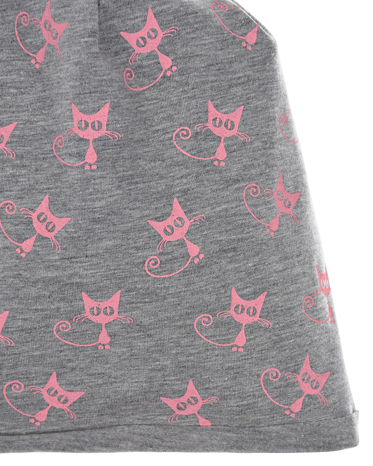 Серая шапка с принтом "Розовые кошки" Catya детская, размер 49, цвет серый - фото 3