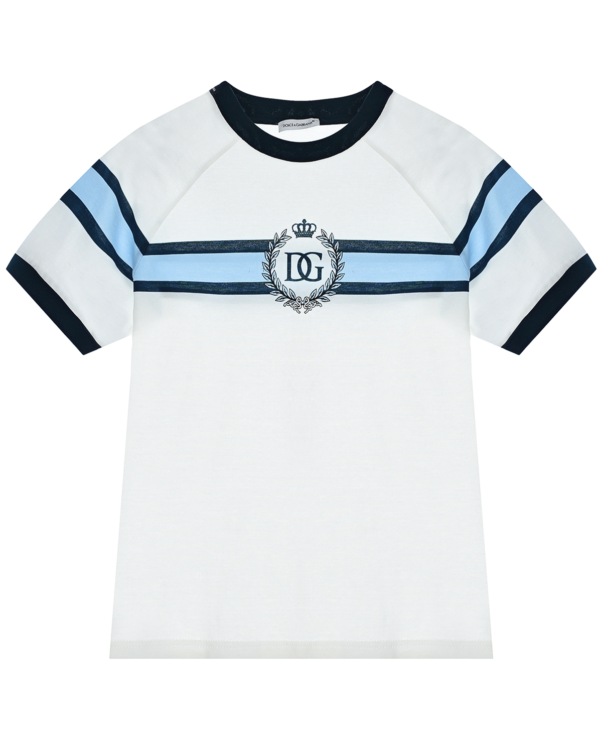 Белая футболка с голубой полосой Dolce&Gabbana детская, размер 116, цвет белый - фото 1