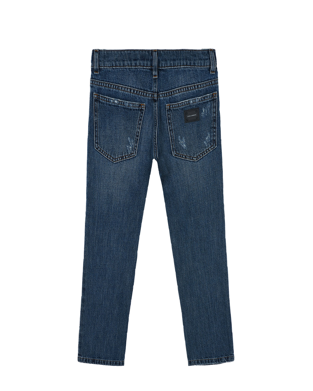 Синие regular fit джинсы с потертостями Dolce&Gabbana детские, размер 104, цвет синий - фото 2
