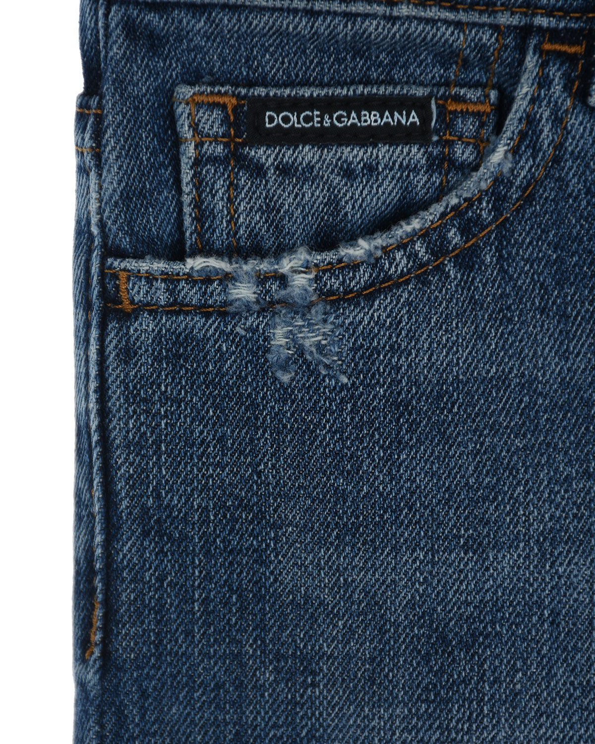 Синие regular fit джинсы с потертостями Dolce&Gabbana детские, размер 104, цвет синий - фото 3
