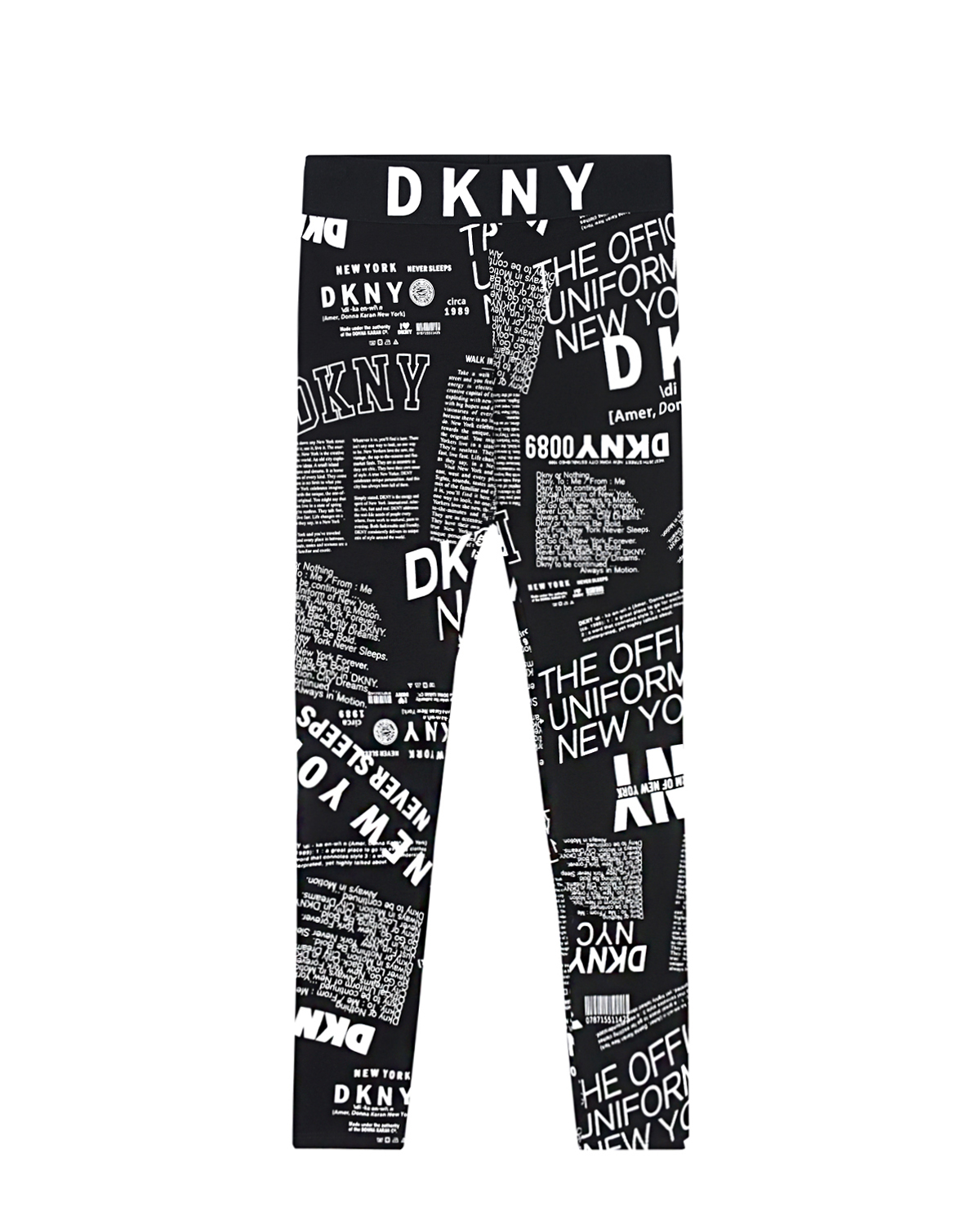 Леггинсы со сплошным принтом DKNY детские, размер 152, цвет черный