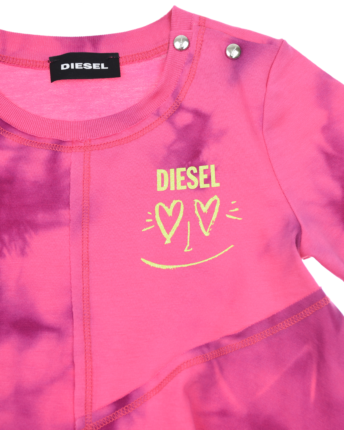 Розовое платье с принтом tie-dye Diesel детское, размер 86, цвет нет цвета - фото 4