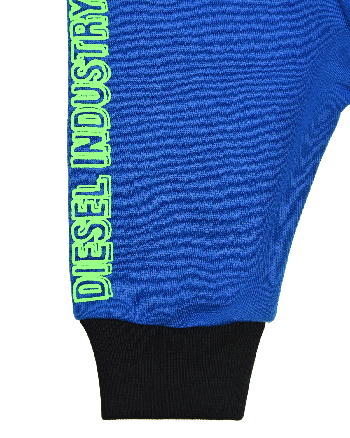 Спортивные брюки с неоновым принтом Diesel детские, размер 80, цвет синий - фото 4