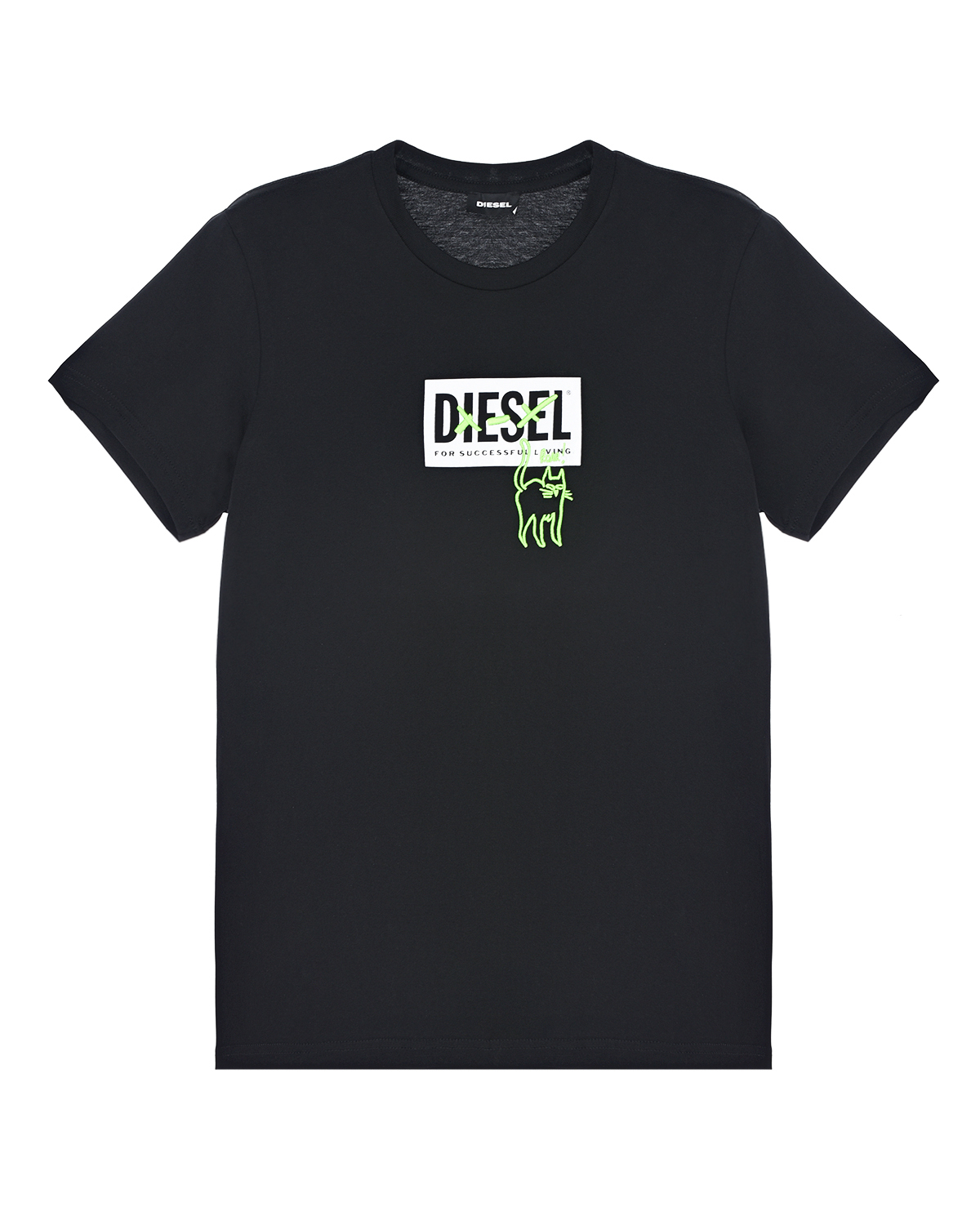Черная футболка с логотипом и вышивкой Diesel детская, размер 116, цвет черный - фото 1