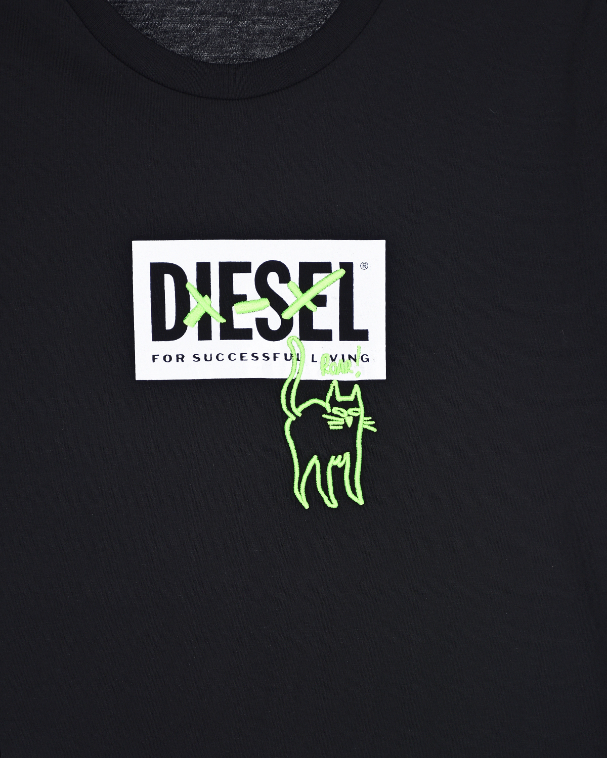 Черная футболка с логотипом и вышивкой Diesel детская, размер 116, цвет черный - фото 3