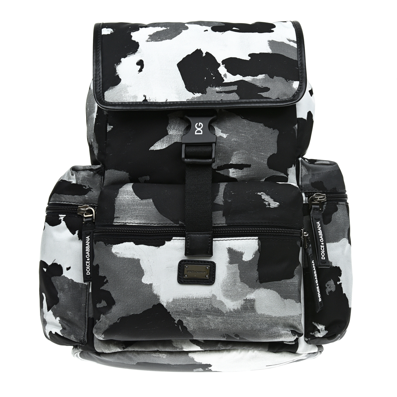 Черно-белый рюкзак с камуфляжным принтом, 24x30x12 см Dolce&Gabbana детское, размер unica, цвет мультиколор