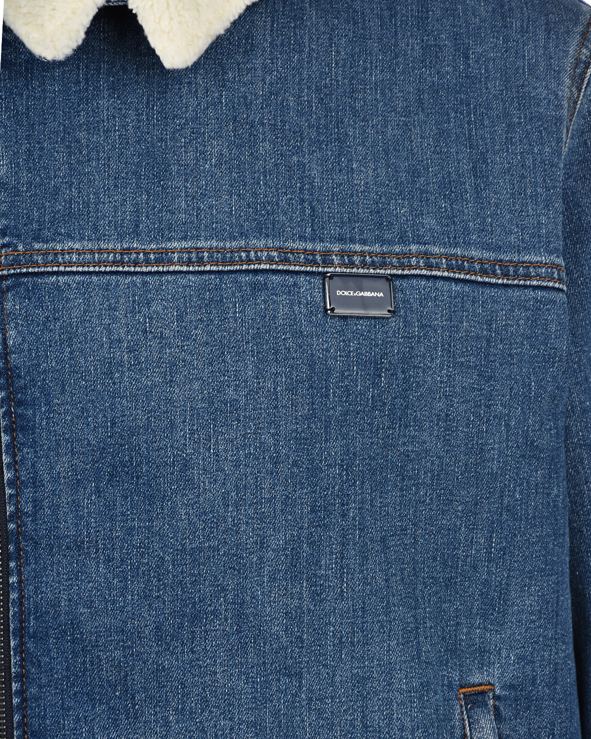 Синяя джинсовая куртка-косуха Dolce&Gabbana детская, размер 140, цвет синий - фото 4