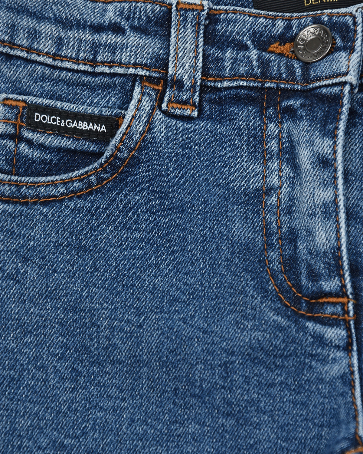 Базовые джинсы для девочек Dolce&Gabbana детские, размер 68, цвет голубой - фото 4