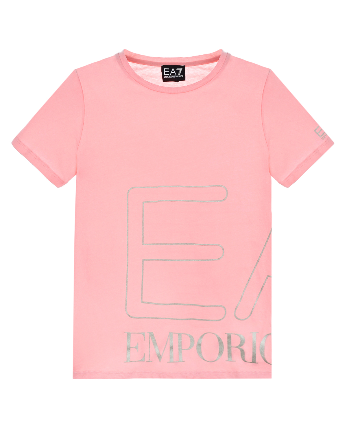 Розовая футболка с логотипом Emporio Armani детская, размер 152, цвет розовый - фото 1