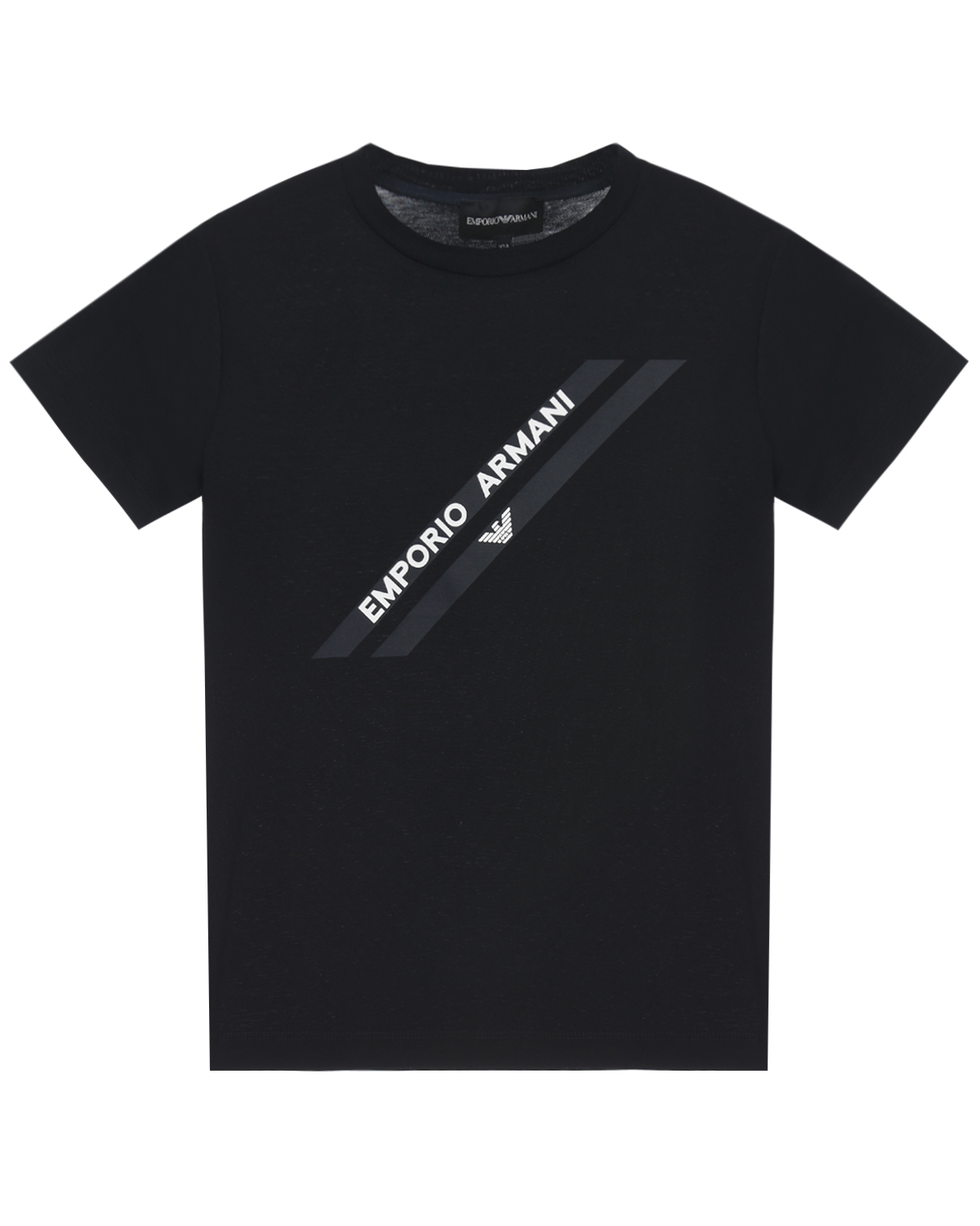 Черная футболка с эмблемой бренда Emporio Armani детская, размер 140, цвет синий - фото 1