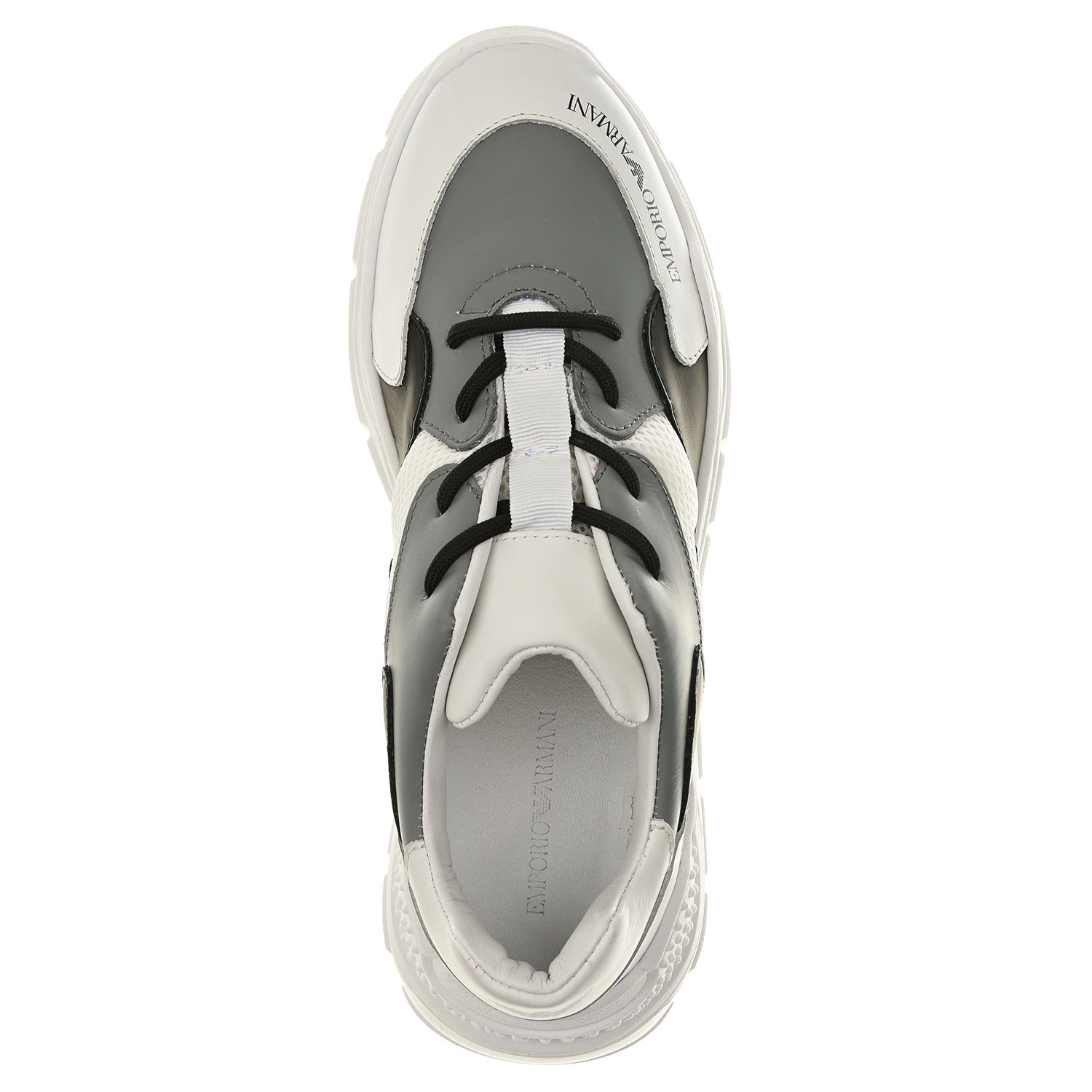 Черно-белые кроссовки ugly Emporio Armani детское, размер 35, цвет серый - фото 4