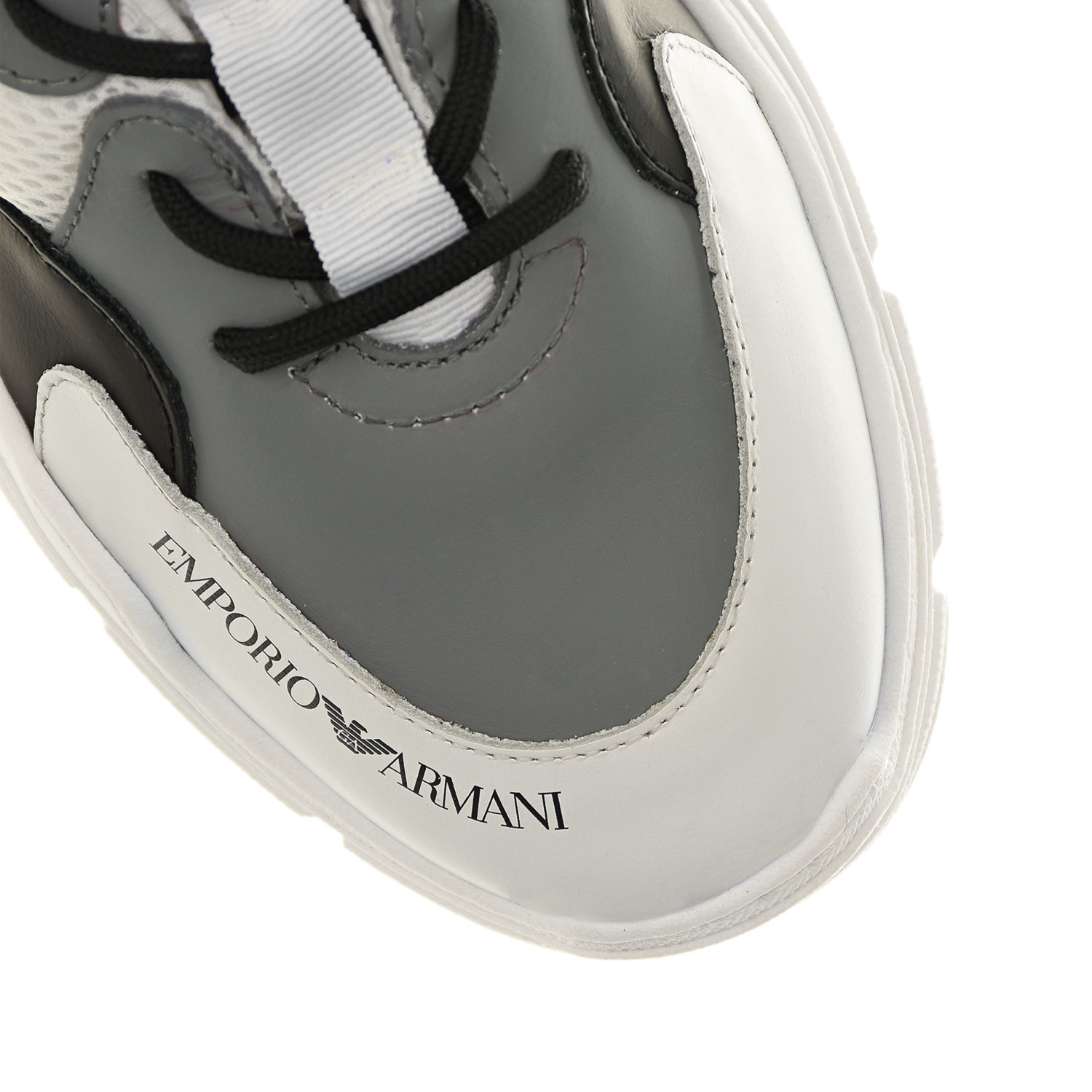 Черно-белые кроссовки ugly Emporio Armani детское, размер 35, цвет серый - фото 6