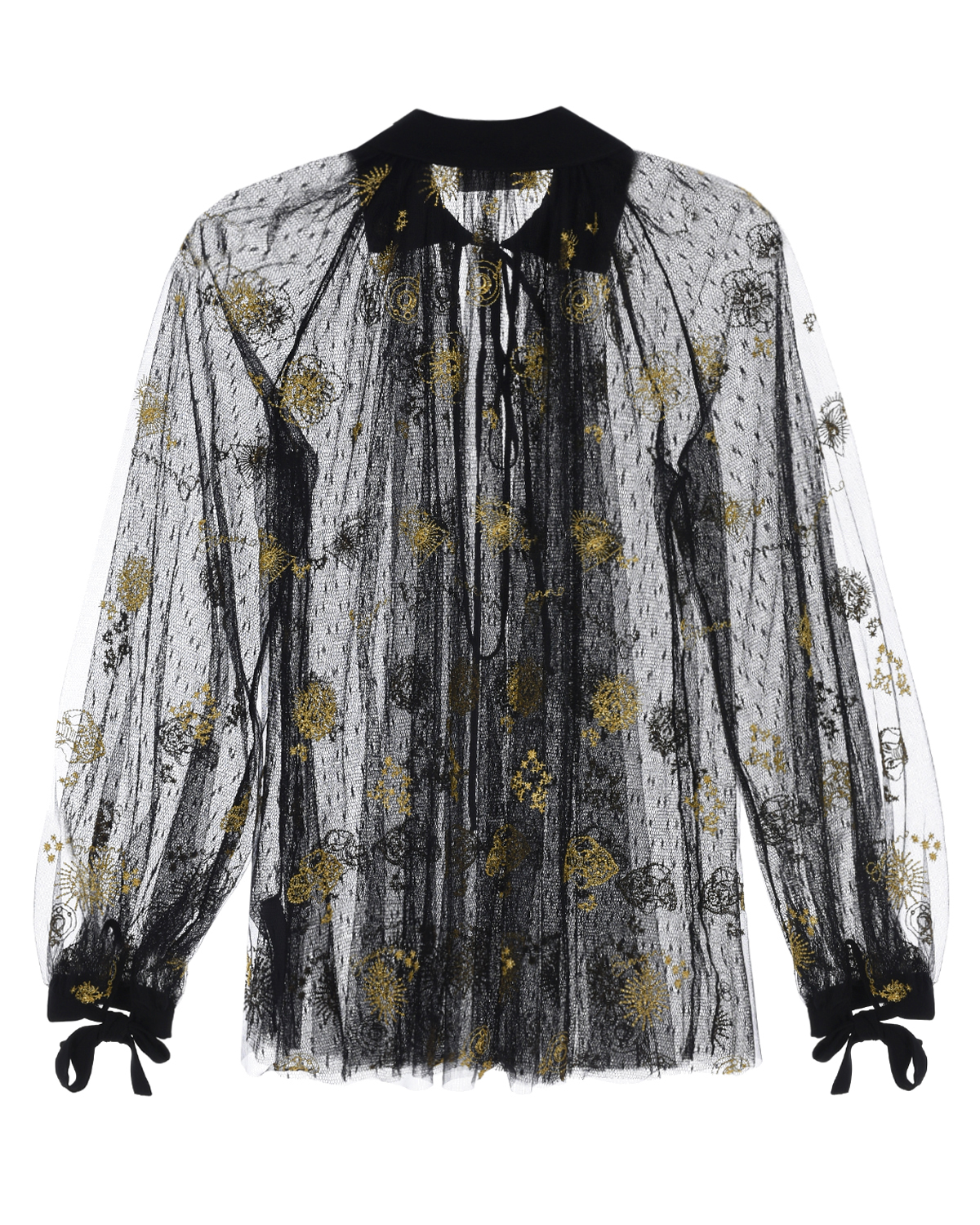 Черная блуза с золотистой вышивкой Ermanno Ermanno Scervino, размер 40, цвет черный - фото 5
