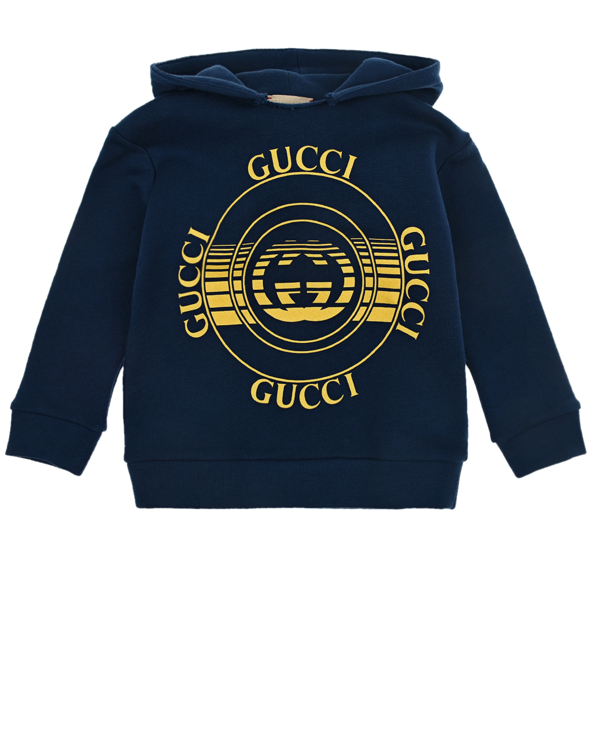 

Синяя толстовка-худи с круговым принтом GUCCI детская, Синий, Синяя толстовка-худи с круговым принтом GUCCI детская