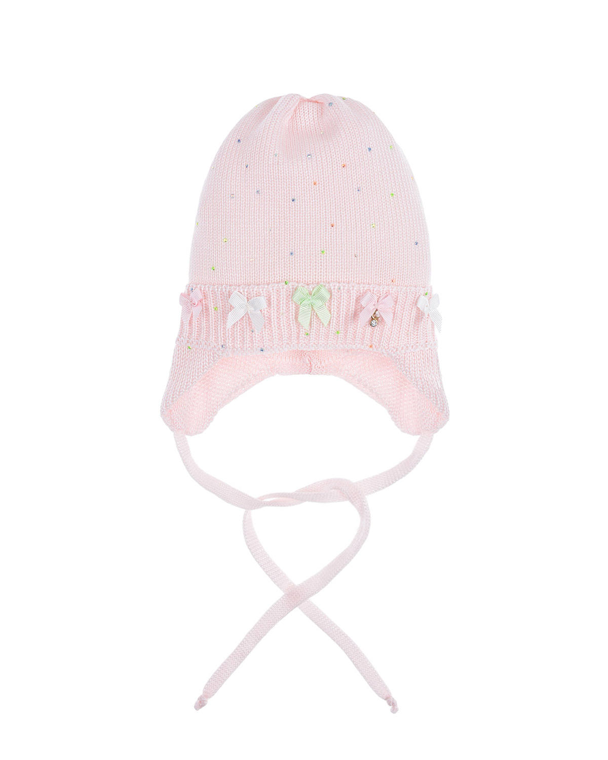 Розовая шапка со стразами и бантами Il Trenino детская, размер 51, цвет розовый - фото 1